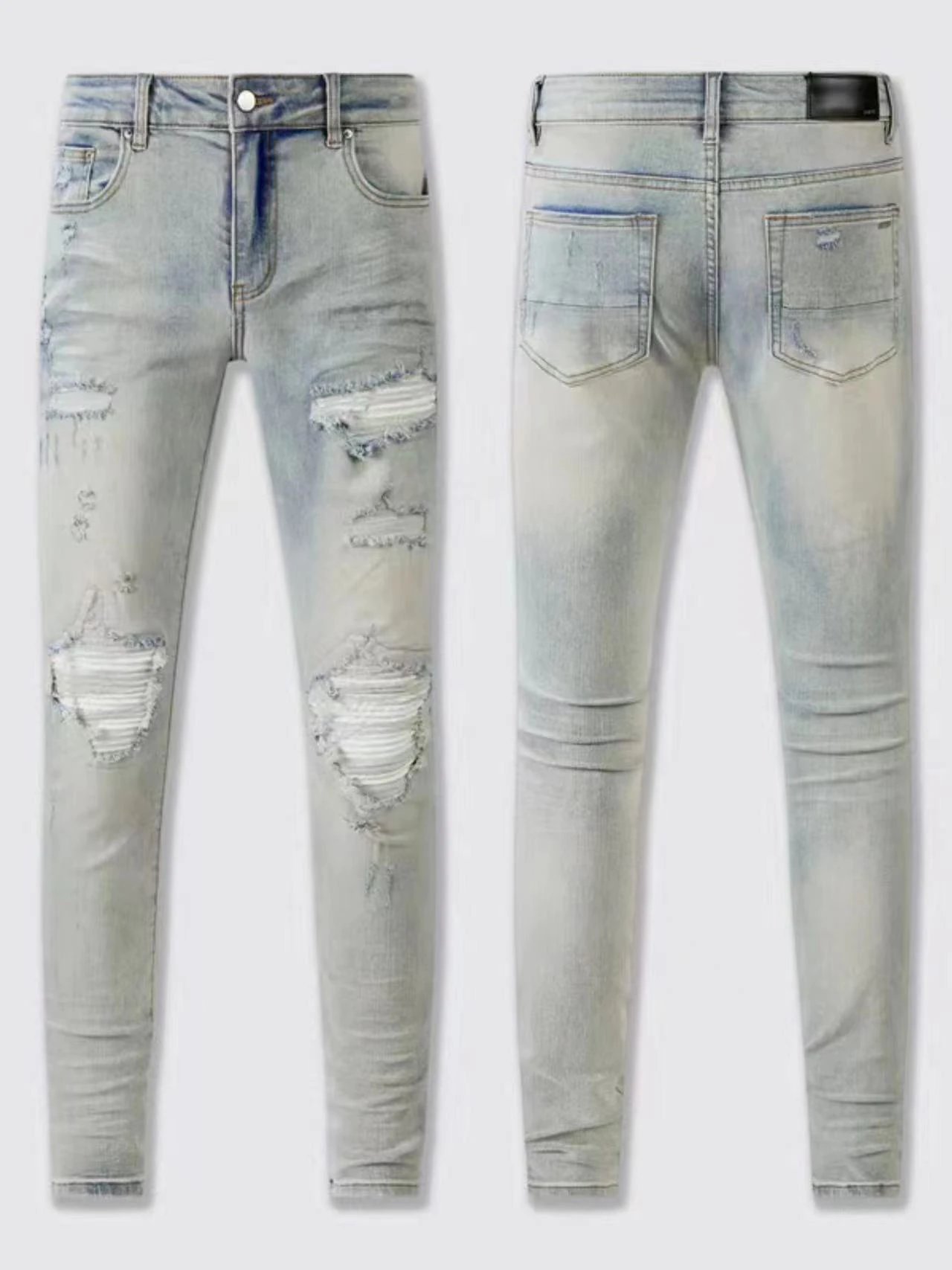 AMIRI Light Wash Distressed Skinny Jeans Men