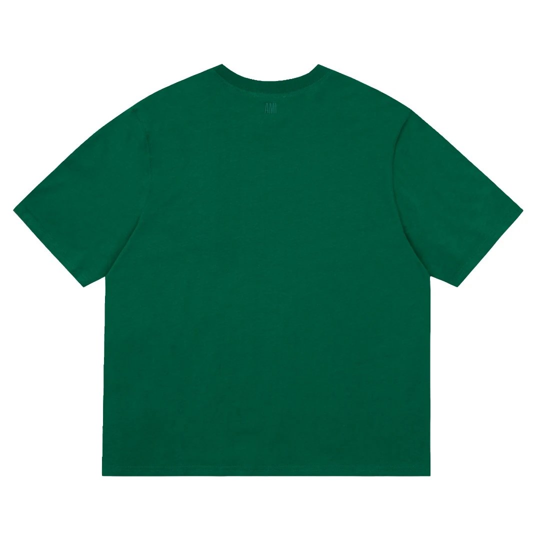 AMI Green Heart Logo Cotton T-Shirt
