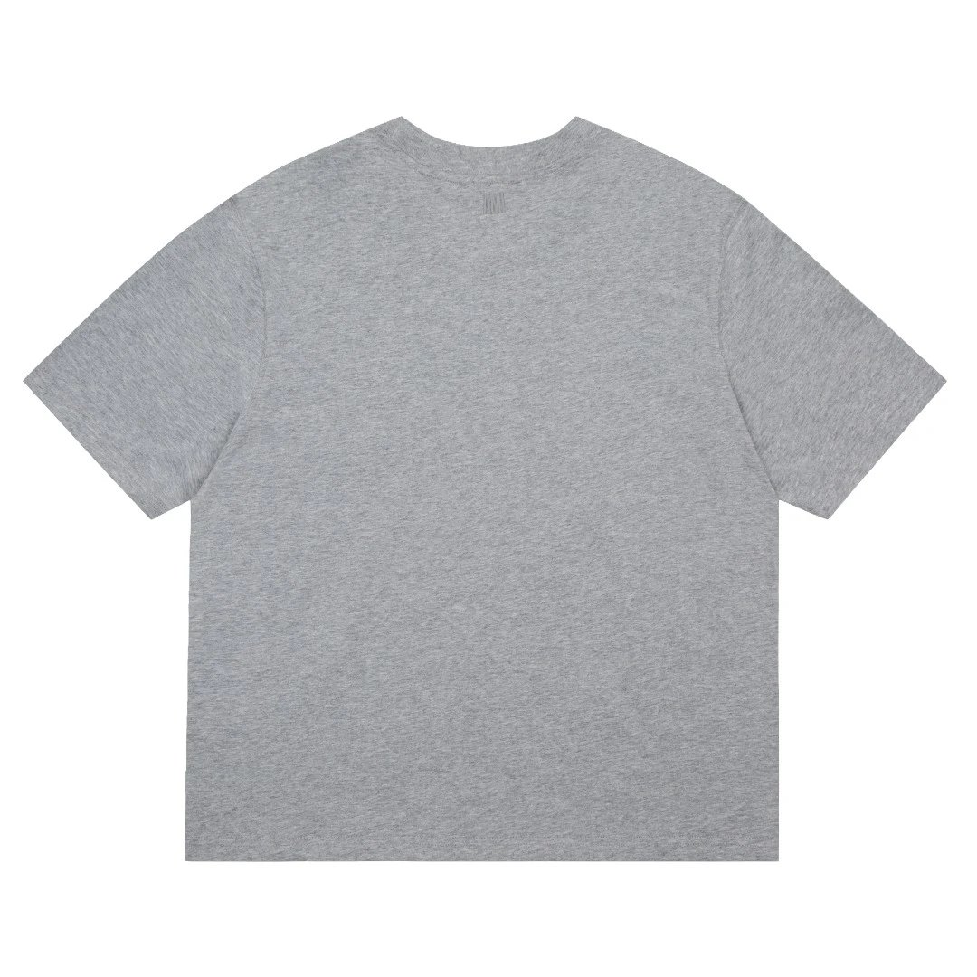 Ami Grey Cotton T-Shirt Red Heart Logo
