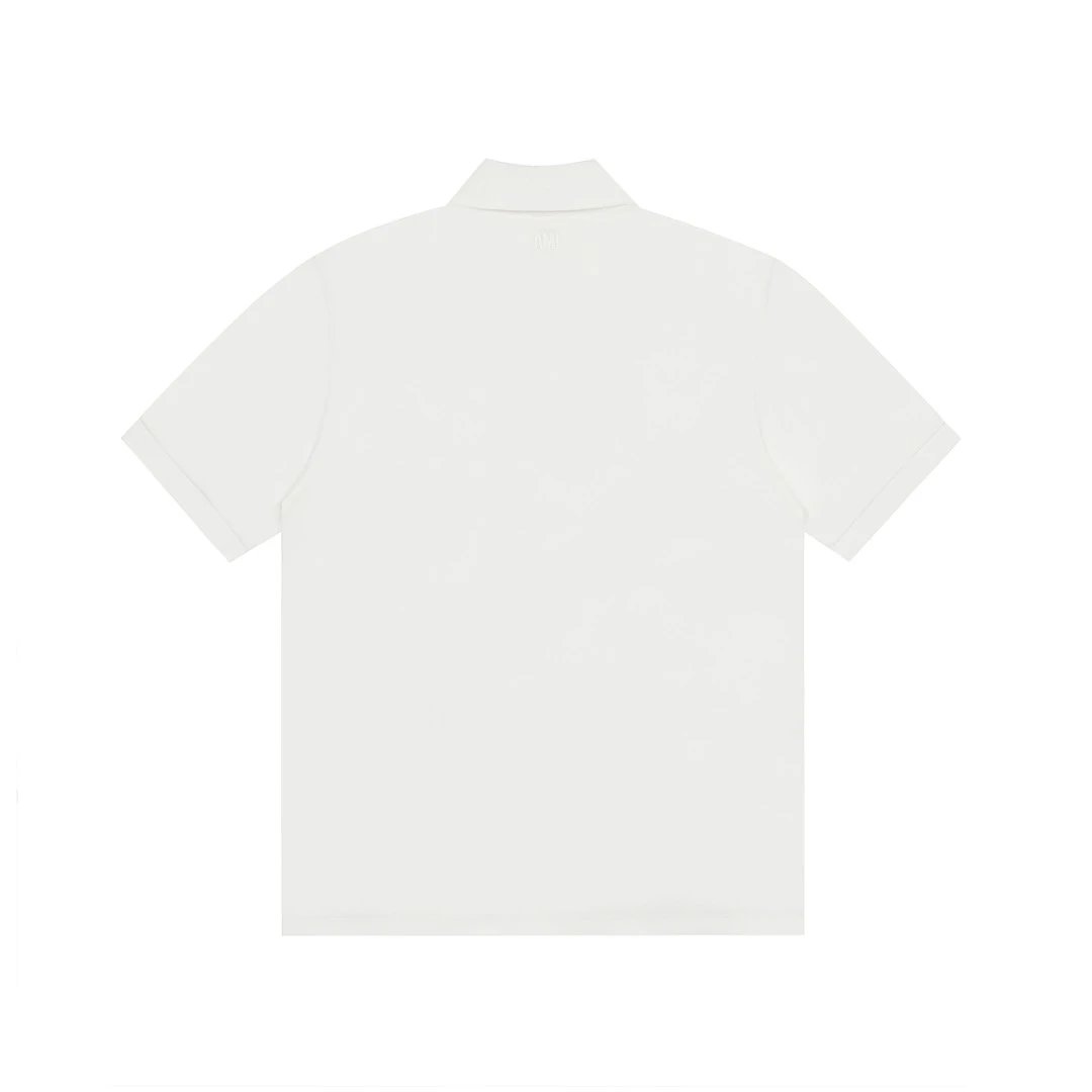 AMI Paris White Cotton Polo Shirt Heart Logo
