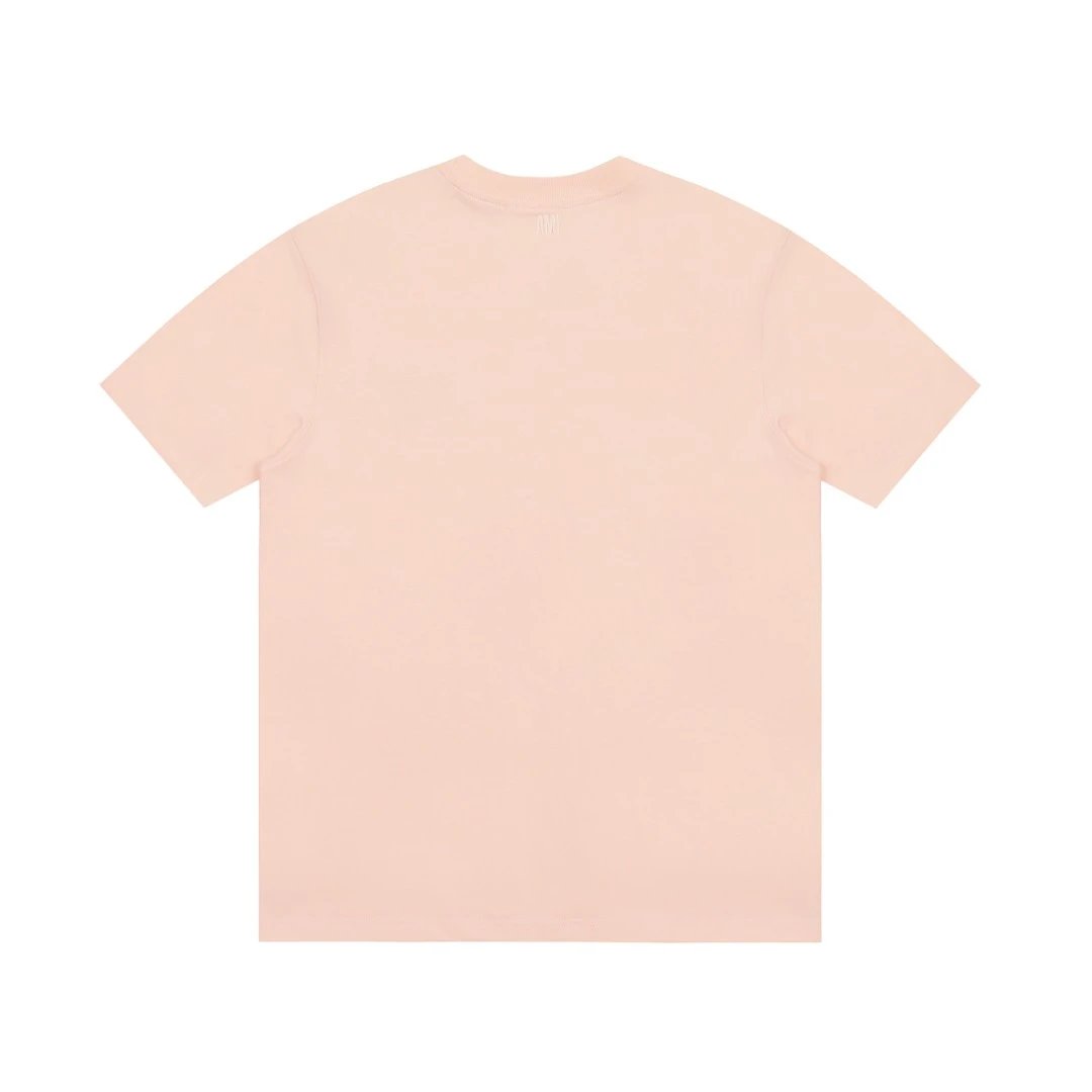 Ami Pink Heart Logo Cotton T-Shirt Casual Top