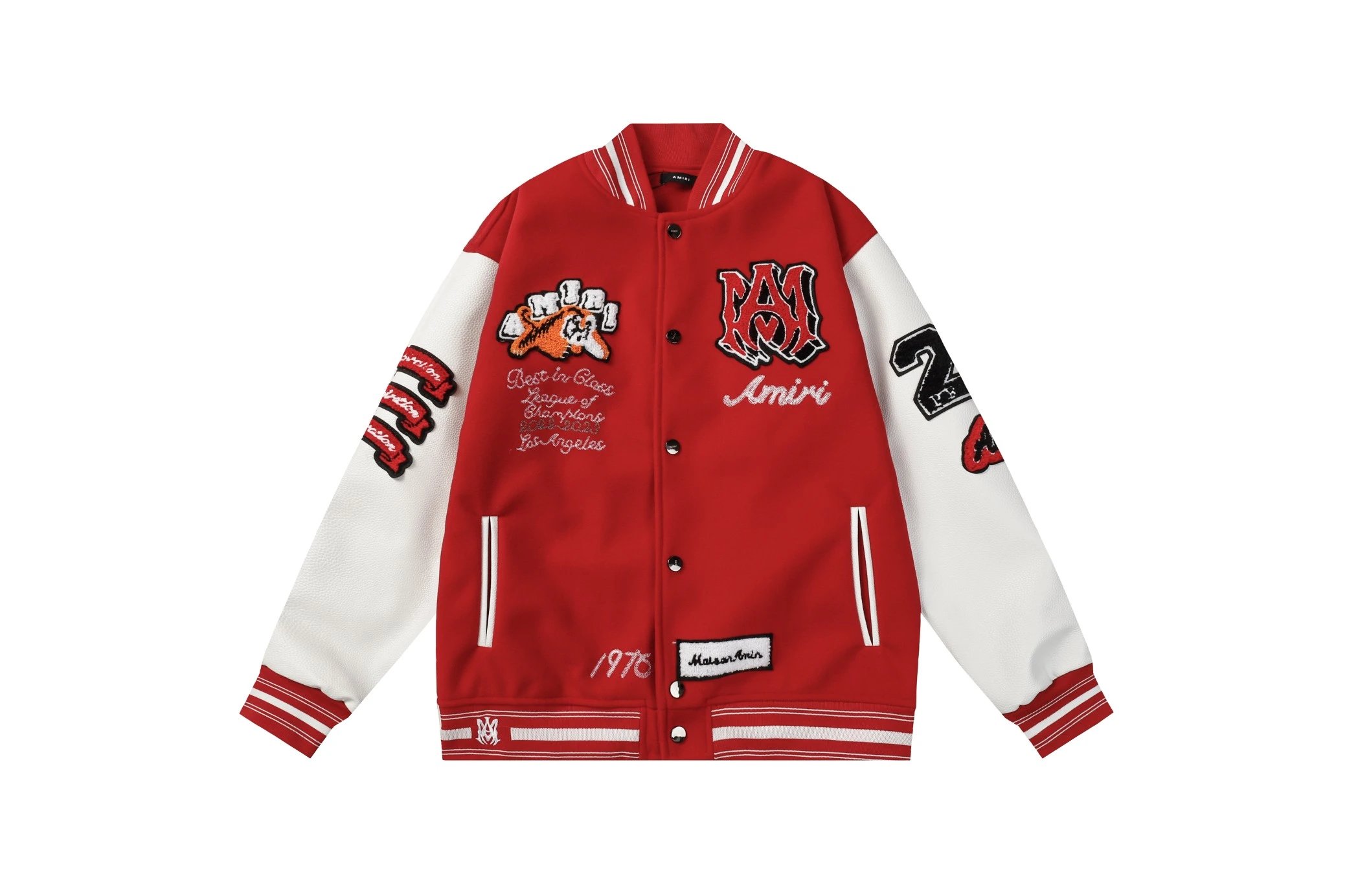 AMIRI Red White Varsity Baseball Jacket