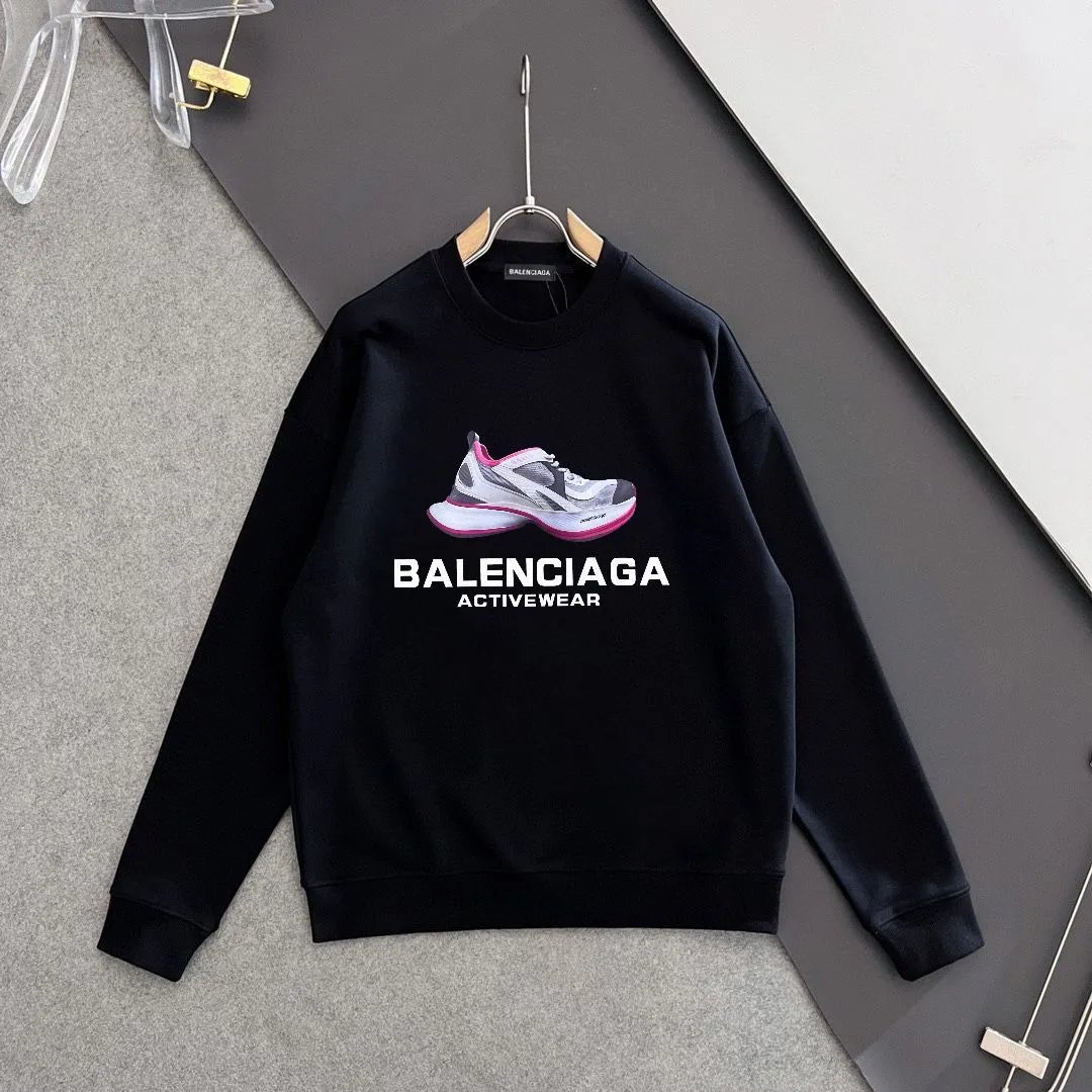 Balenciaga Black Sneaker Print Cotton Hoodie