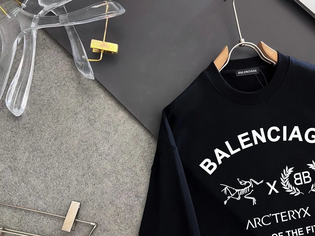 Balenciaga Black Logo Cotton Hoodie