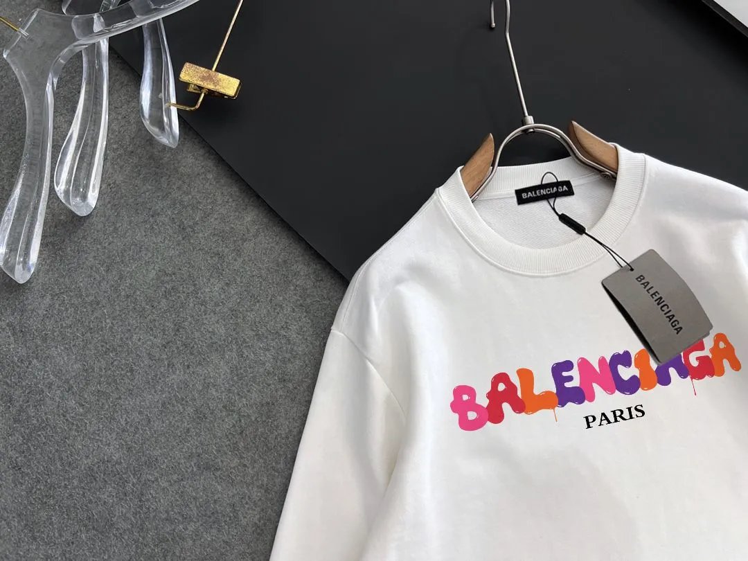 Balenciaga Paris White Hoodie Dripping Logo Sweatshirt