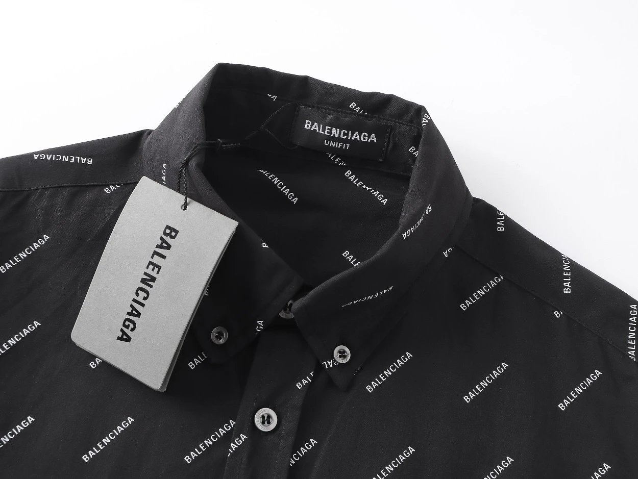 Balenciaga Black Logo Cotton Long Sleeve Shirt