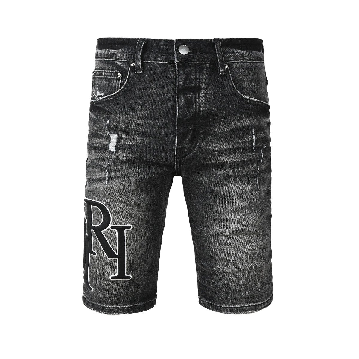 AMIRI Men Distressed Denim Shorts Vintage Ripped Jeans