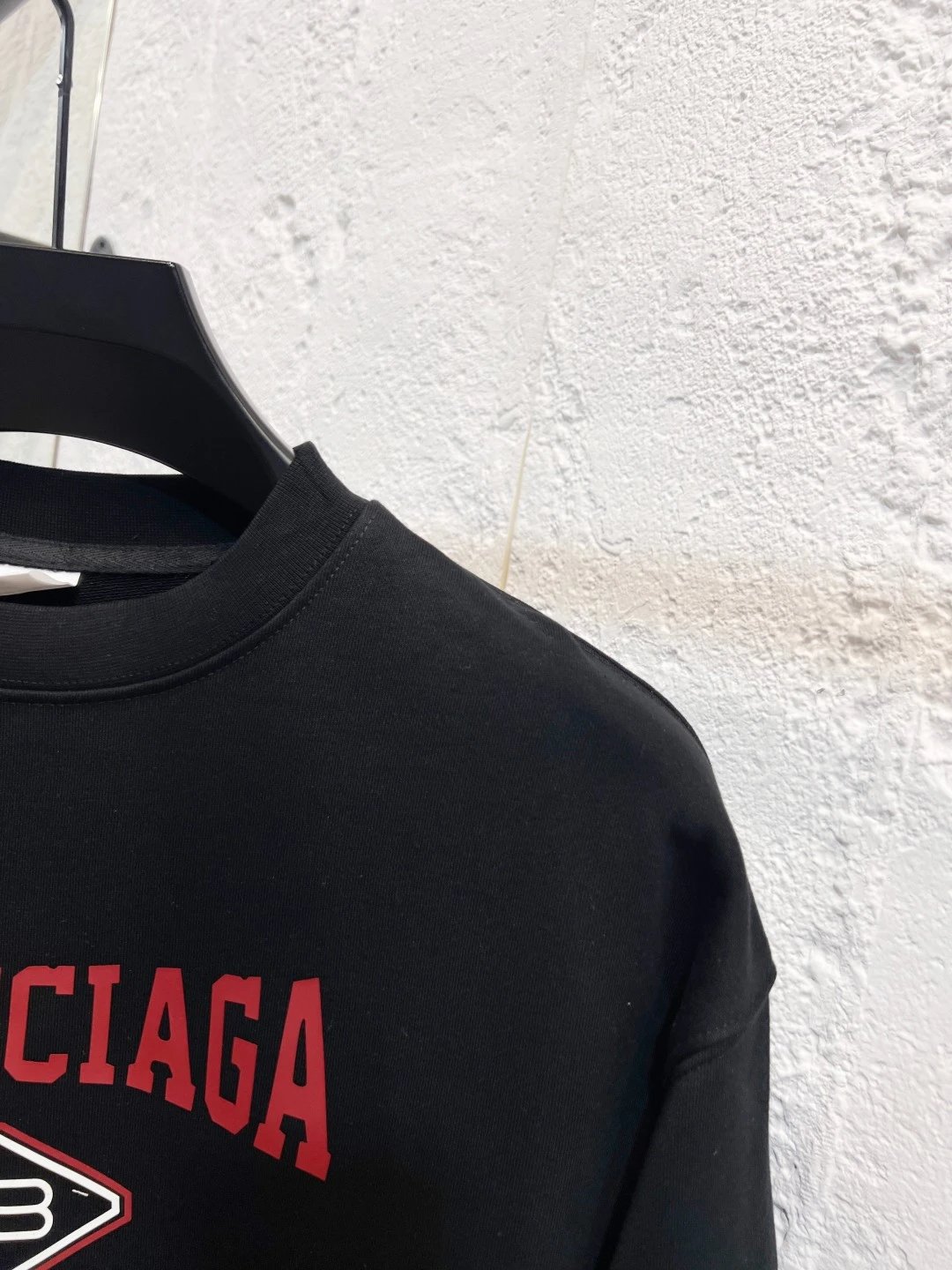 Balenciaga Black Hoodie Red Logo Unisex Streetwear