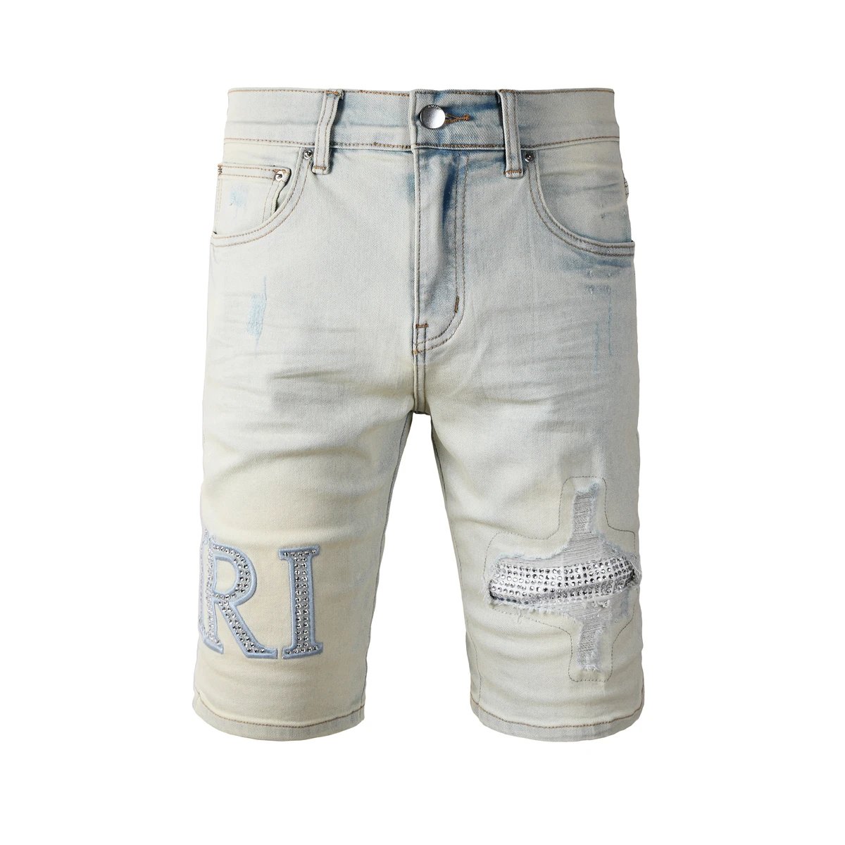 AMIRI Light Wash Distressed Denim Jeans Men