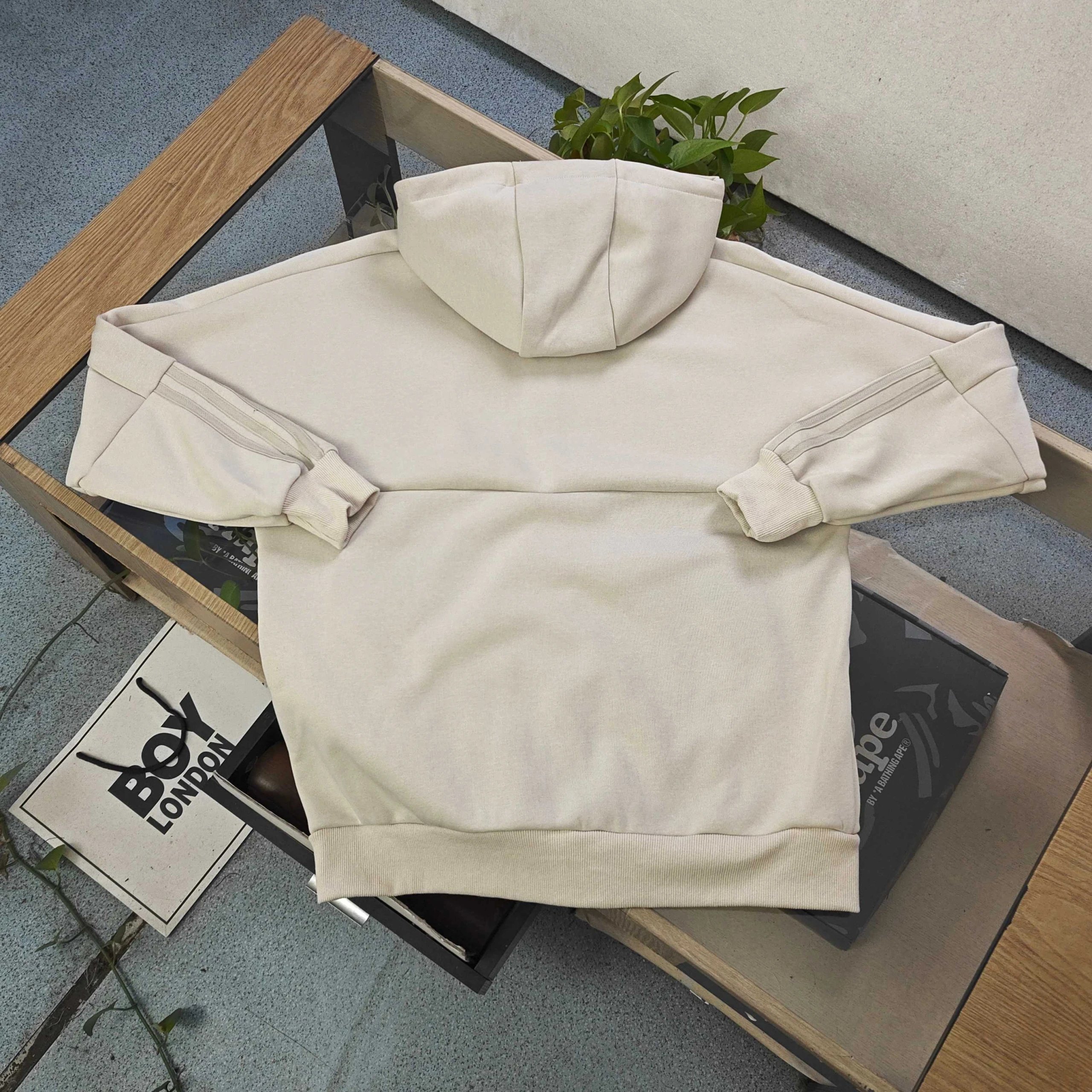 Adidas Men Beige Zip Up Hoodie Jacket