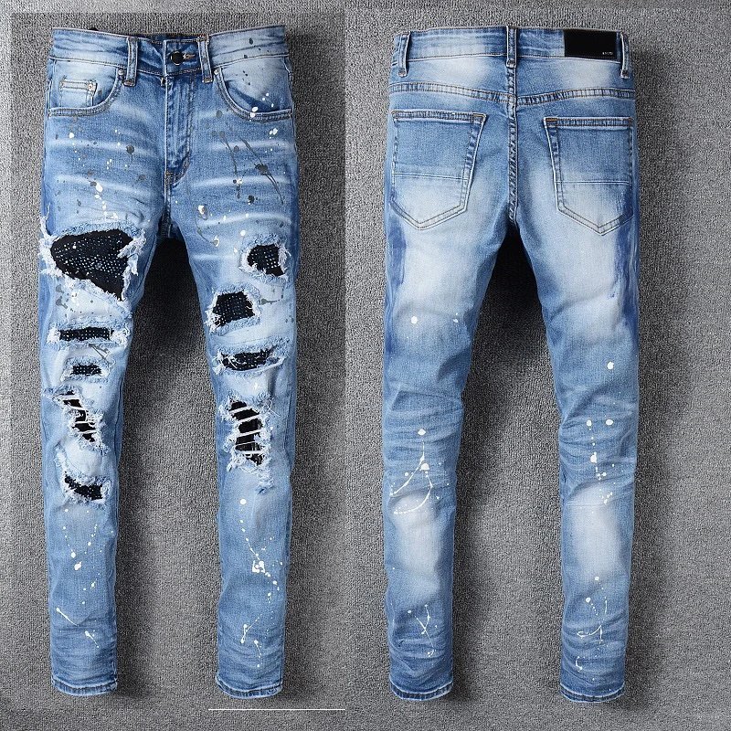 AMIRI Distressed Slim Fit Paint Splatter Jeans