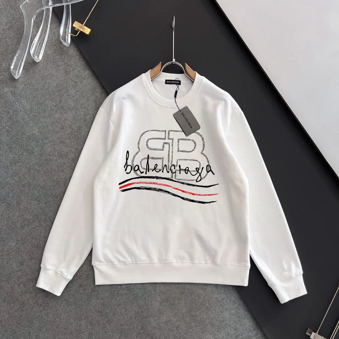 Balenciaga Wave Logo Cotton Hoodie Unisex Streetwear