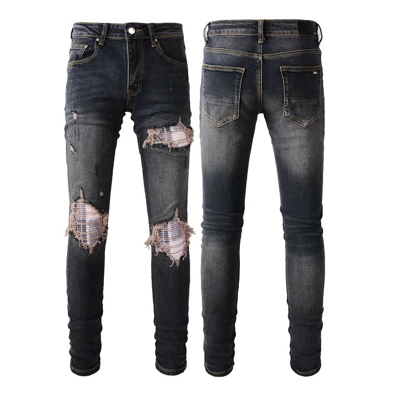 AMIRI Men’s Distressed Skinny Jeans Ripped Denim Pants
