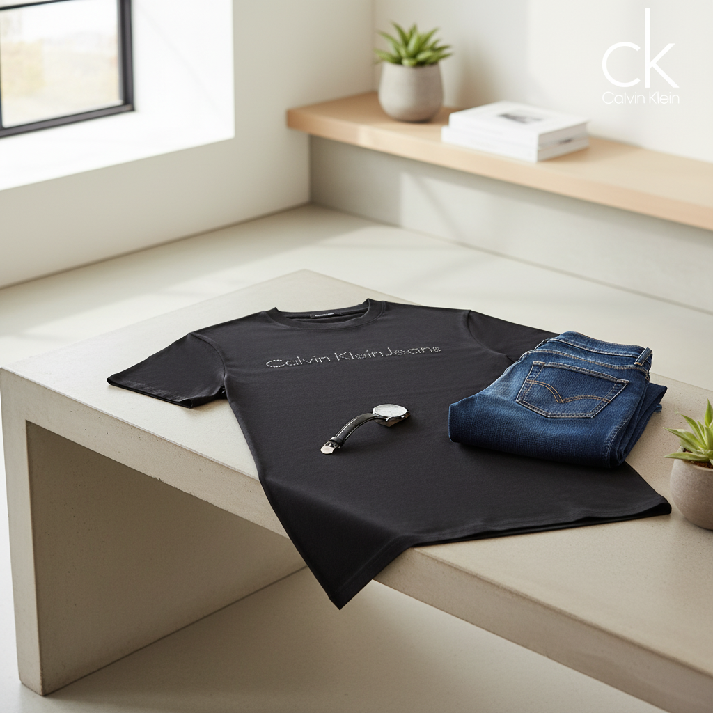 Calvin Klein Black Cotton Logo Men’s T-Shirt