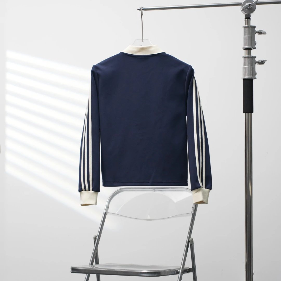 Adidas Vintage Navy Rugby Jacket Three Stripes