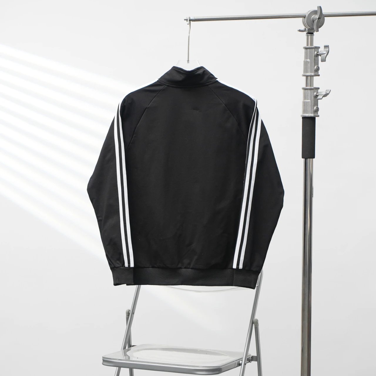 Adidas Men Black 3-Stripes Track Jacket Zip-Up Sportswear