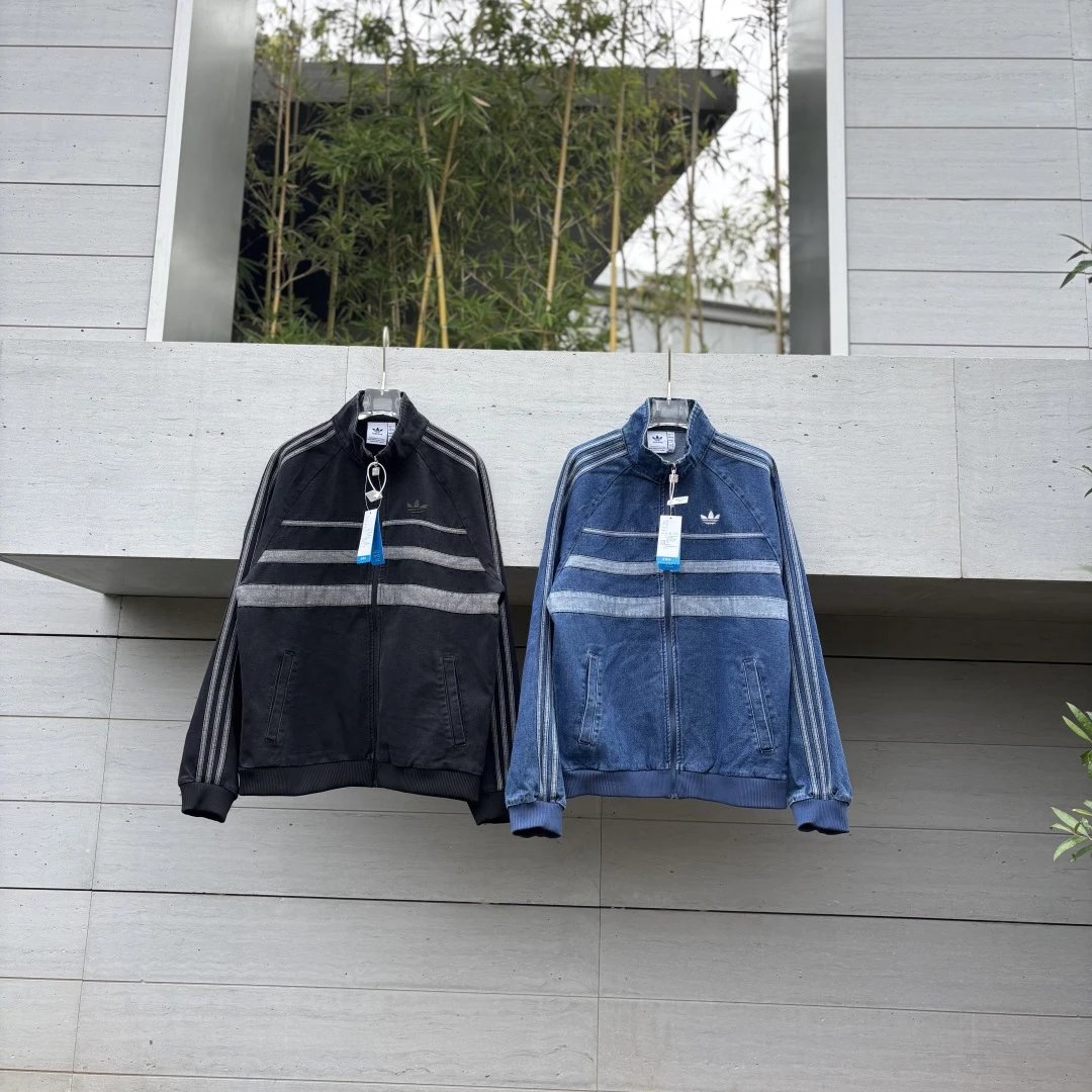 Adidas Retro Track Jacket Black Denim Blue