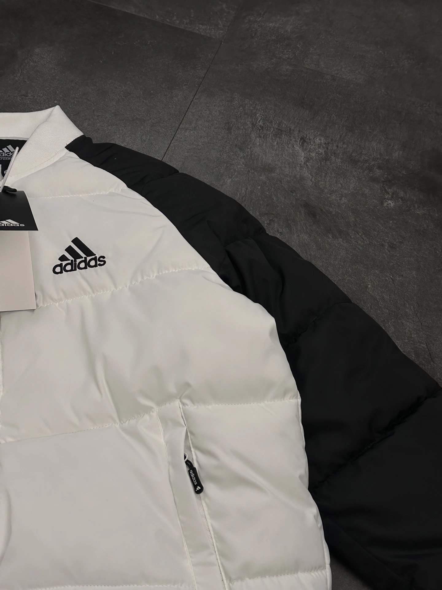 Adidas Men Two‑Tone Puffer Jacket Black White