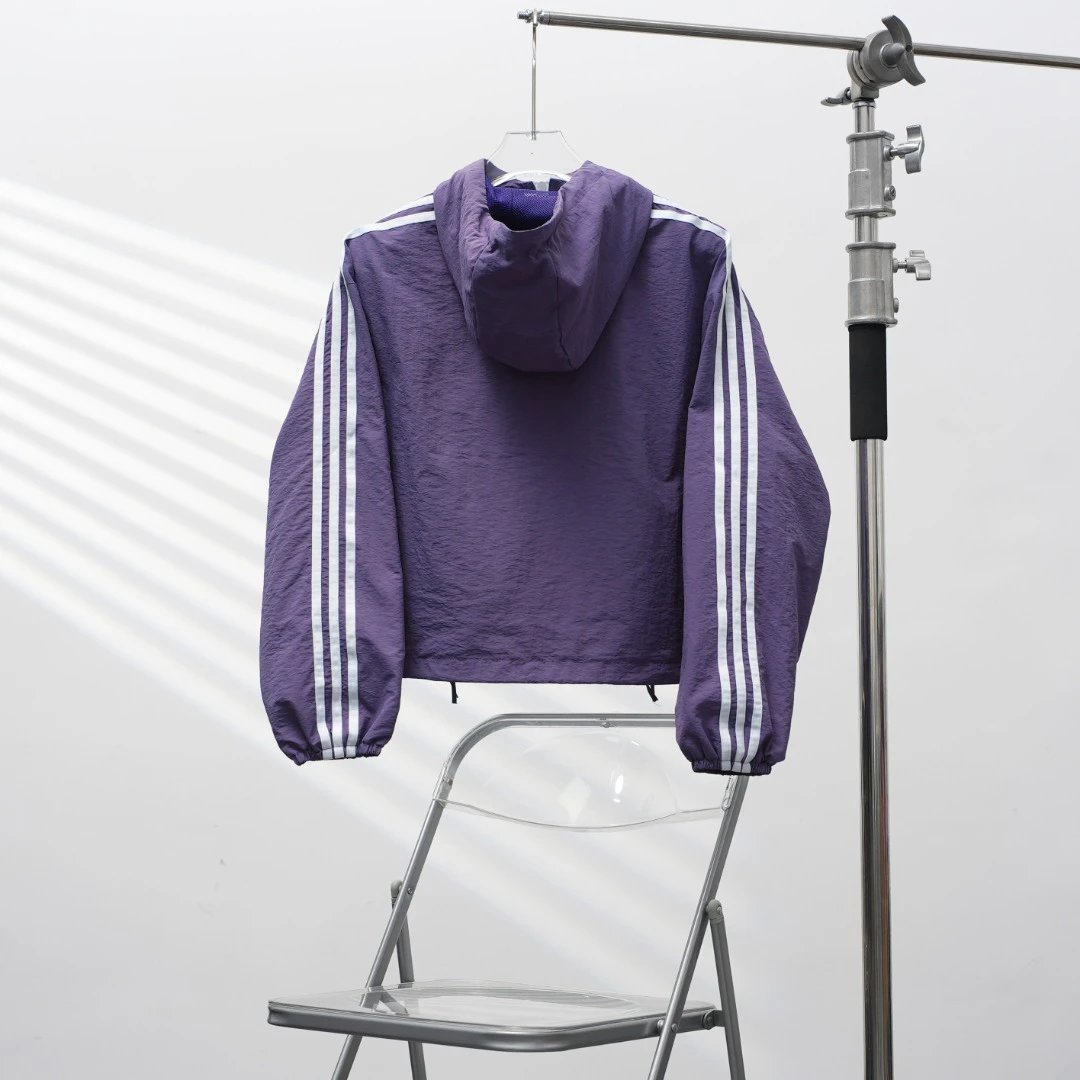 ADIDAS Purple Hooded Windbreaker Jacket Unisex Sportswear