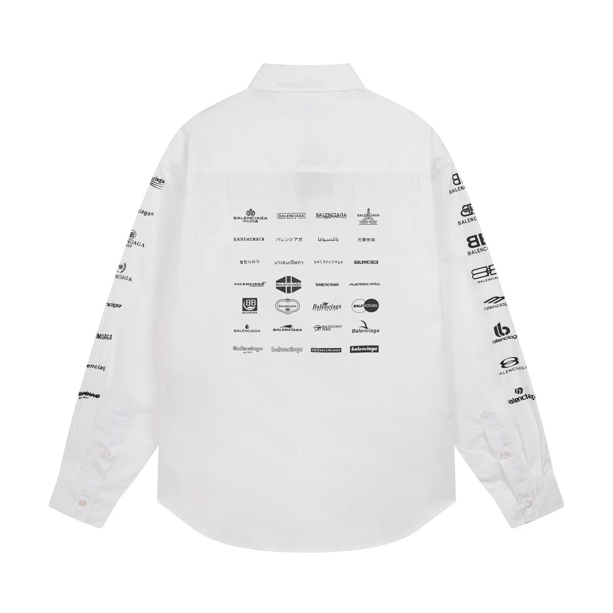 Balenciaga White Logo Cotton Long Sleeve Shirt