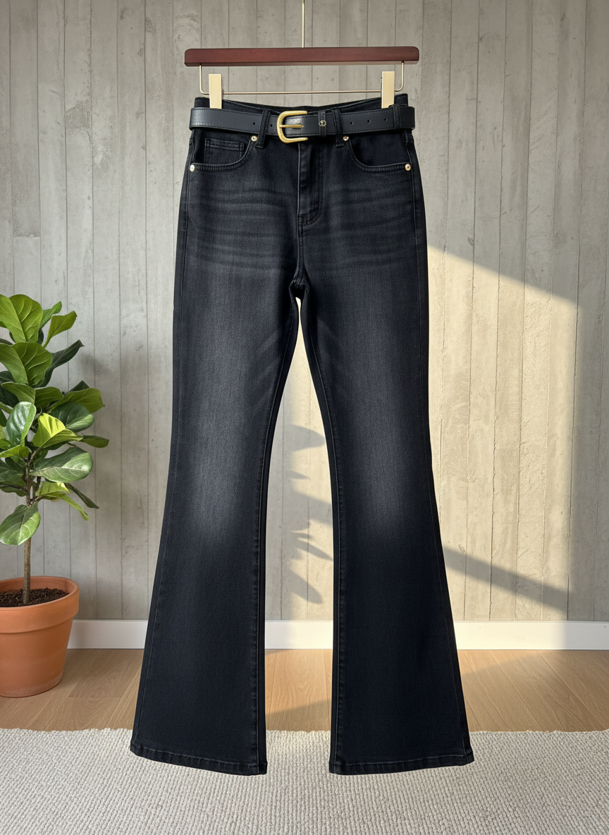CELINE Black Flared High Waist Denim Jeans Women