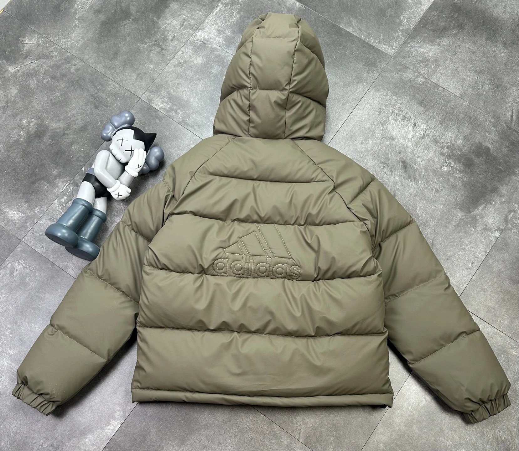 Adidas Men Olive Hooded Puffer Jacket Winter Coat