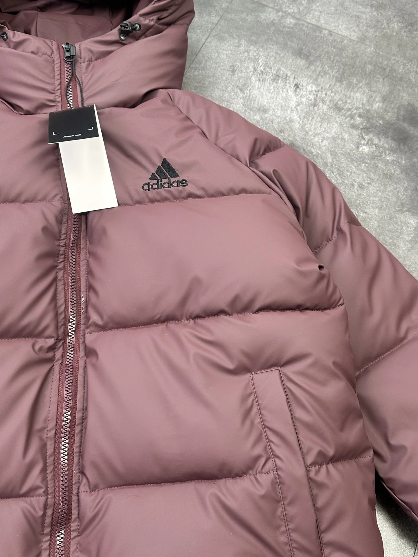 Adidas Men’s Burgundy Hooded Puffer Winter Jacket