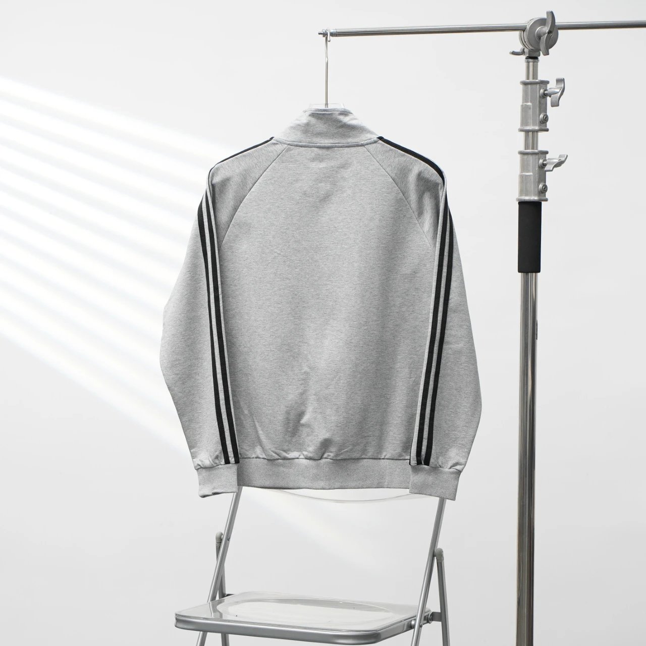 Adidas Men’s Grey 3-Stripes Full Zip Track Jacket