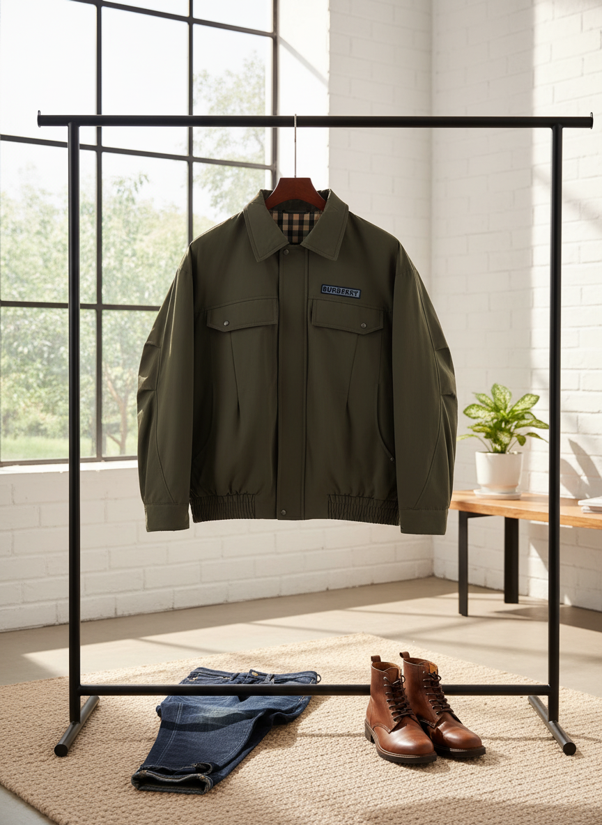 Burberry Men’s Army Green Casual Jacket Fall Winter