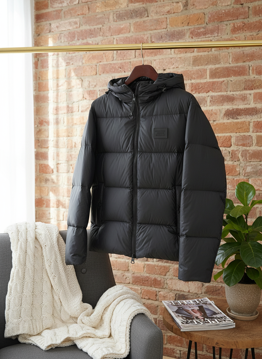 Burberry Men Black Hooded Down Puffer Jacket