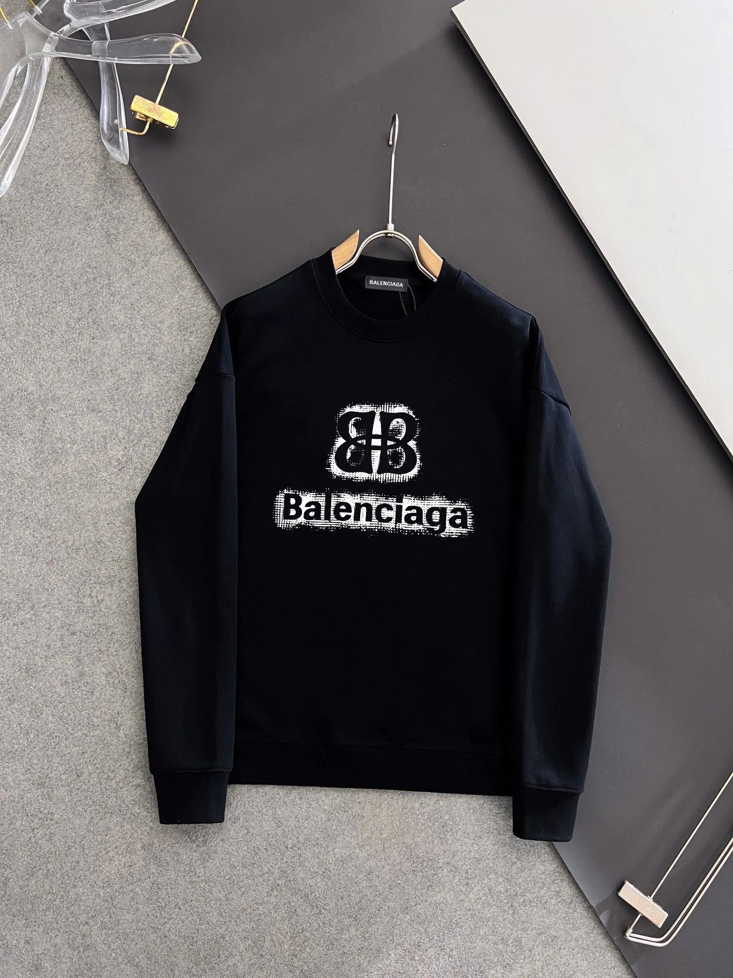 Balenciaga Double‑B Logo Black Hoodie