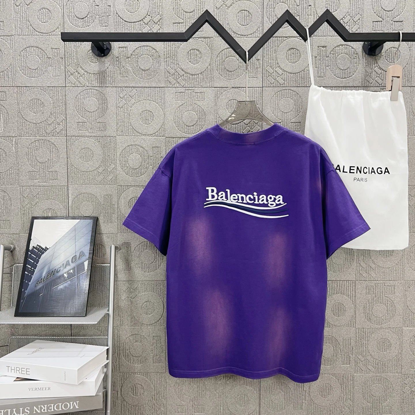 Balenciaga Purple Gradient Cotton Logo T-Shirt