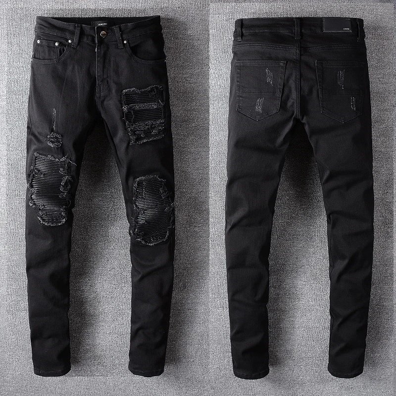 AMIRI Men Distressed Black Slim Fit Jeans