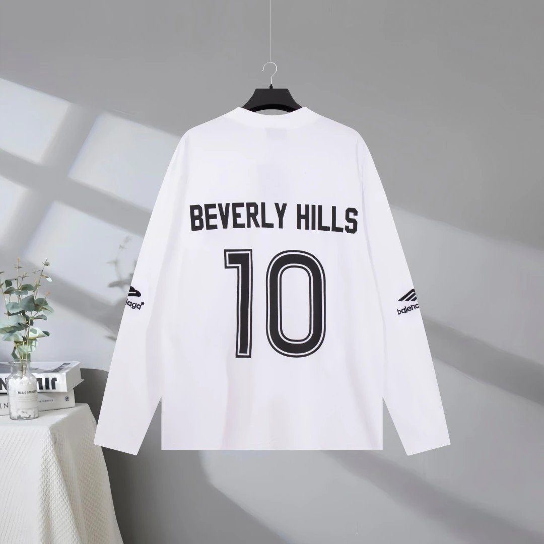 Balenciaga White Logo Long Sleeve Hoodie