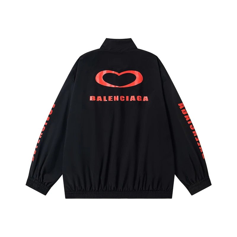Balenciaga Black Hoodie Red Heart Unisex Streetwear