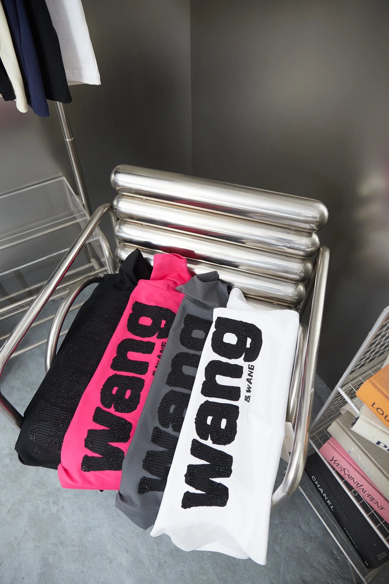 Alexander Wang Black Crystal Logo Cotton T-Shirt