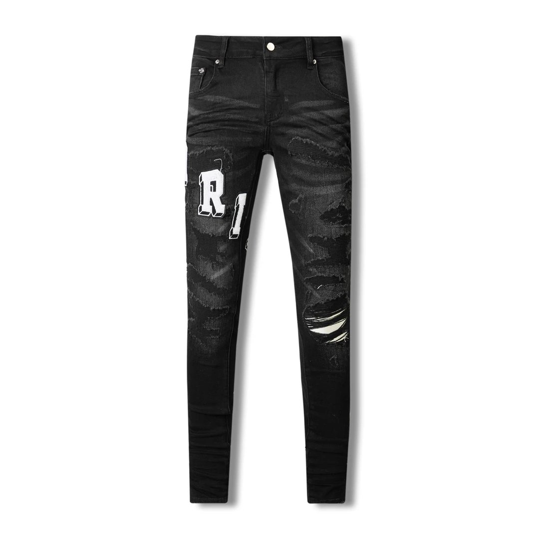 AMIRI Black Distressed Skinny Jeans Men Ripped Denim
