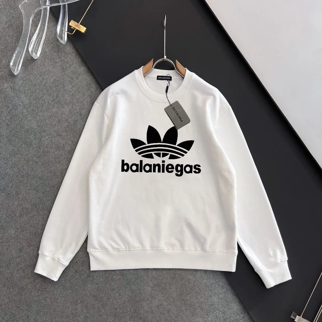 Balenciaga White Logo Print Unisex Cotton Hoodie