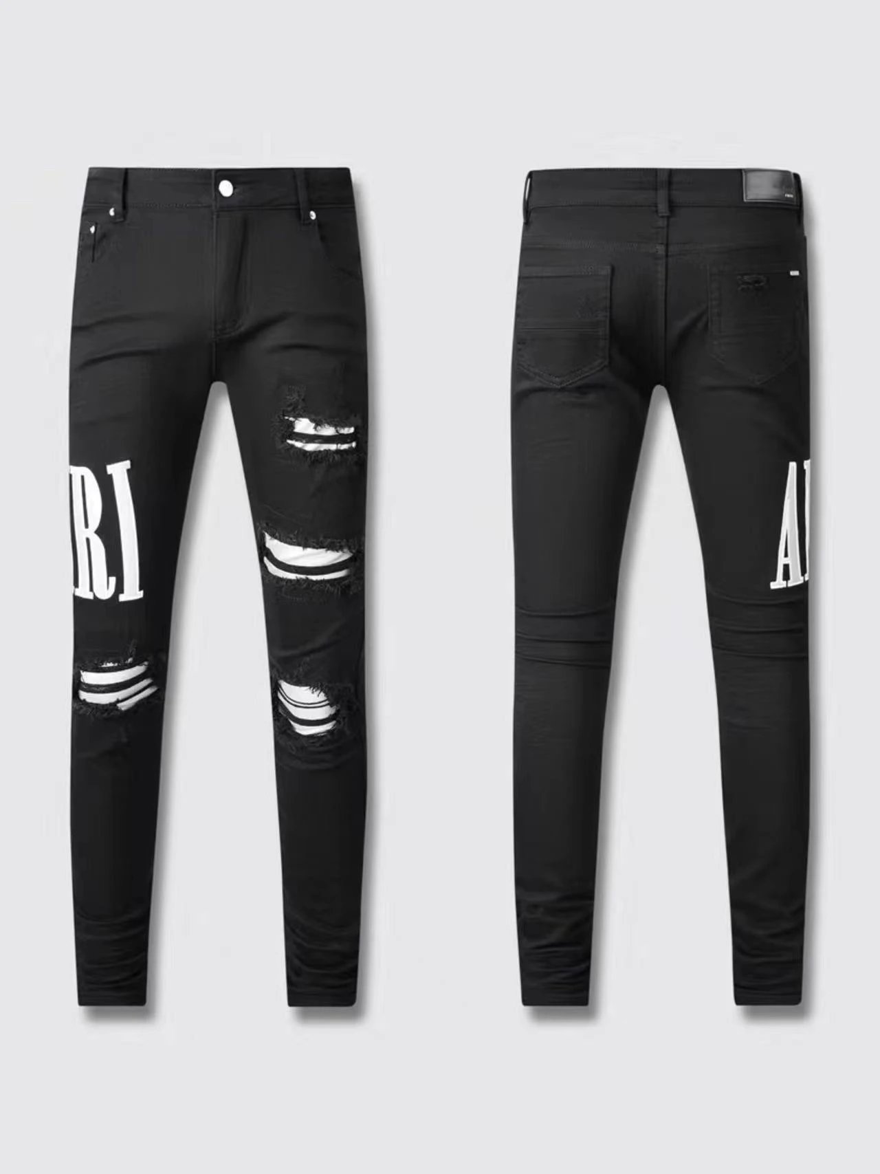 AMIRI Men’s Black Distressed Ripped Skinny Jeans Pants
