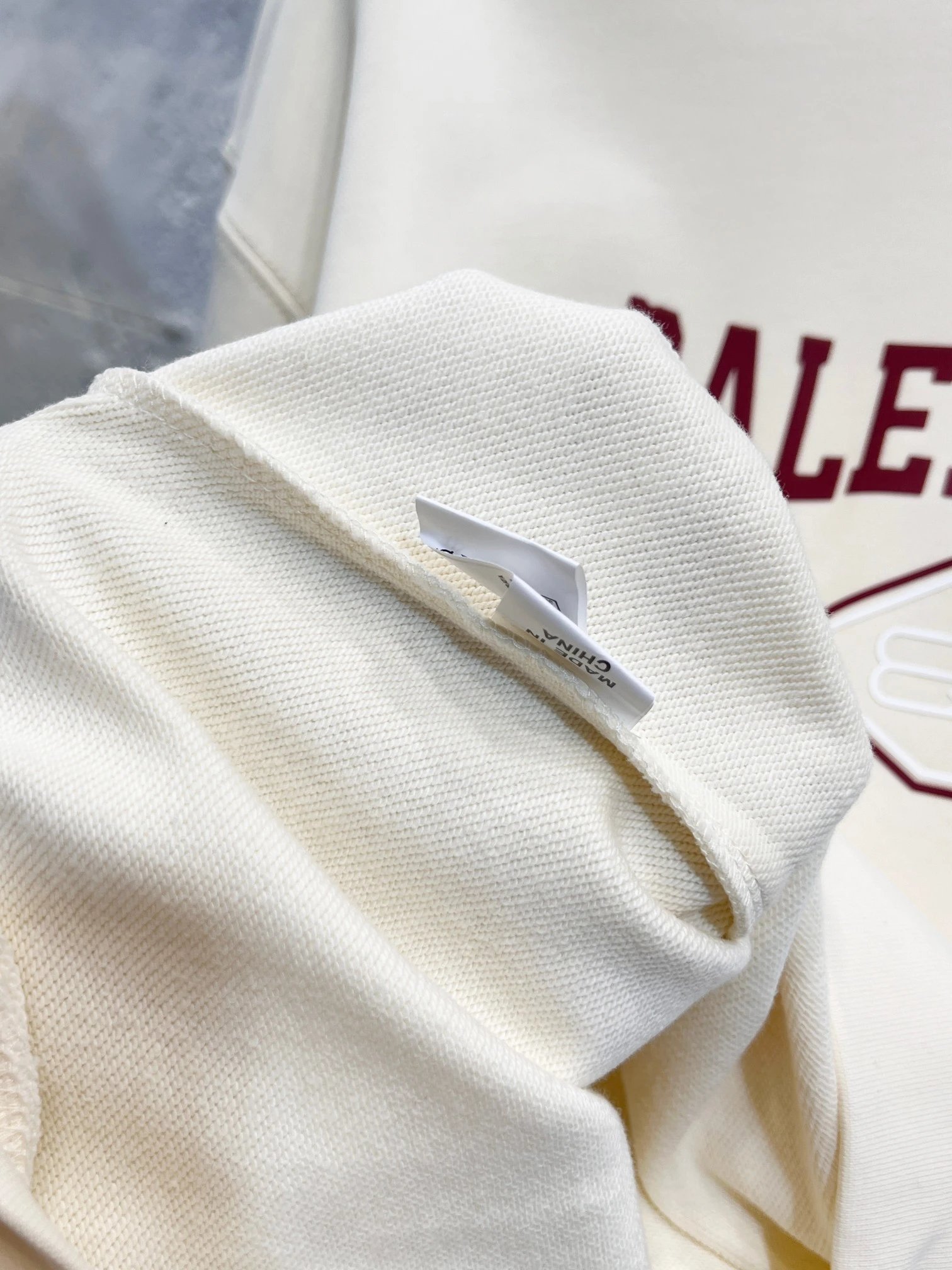 Balenciaga Cream Cotton Logo Hoodie