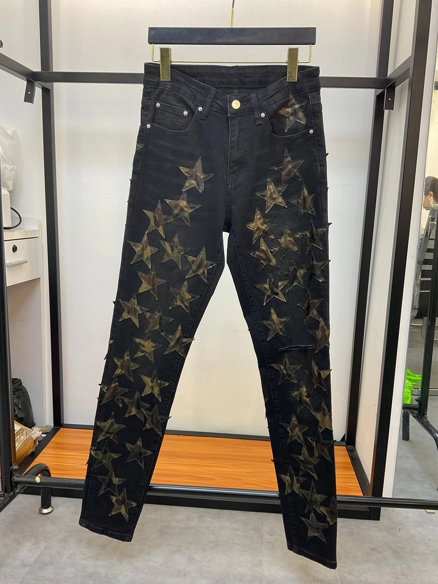 AMIRI Black Star Slim Fit Jeans Men Denim Pants