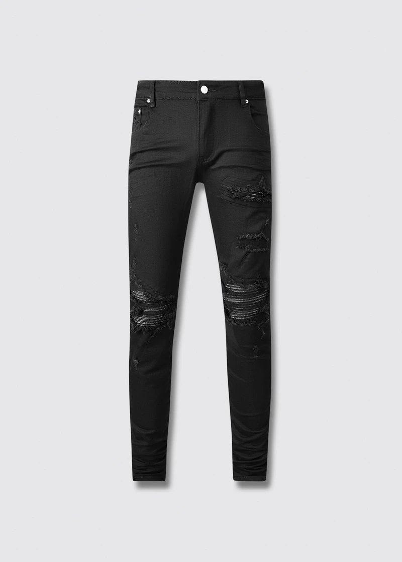 AMIRI Men's Black Distressed Skinny Biker Jeans Denim