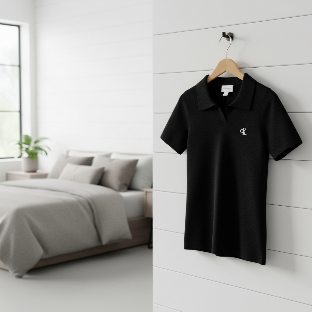 Calvin Klein Men’s Black Cotton Slim Fit Polo Shirt