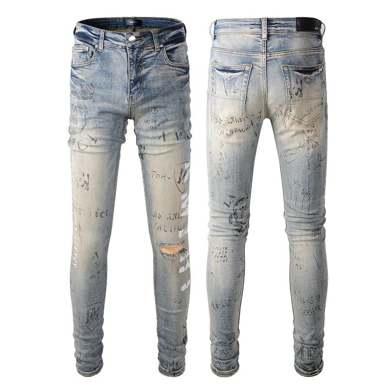 AMIRI Vintage Ripped Graffiti Skinny Jeans Men