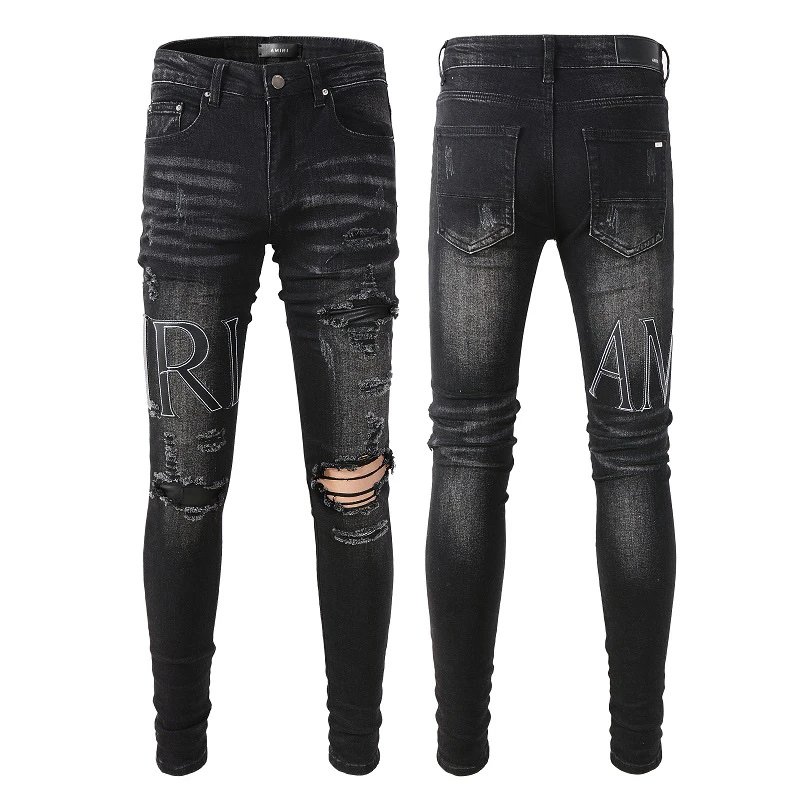 AMIRI Men Black Distressed Skinny Jeans Pants