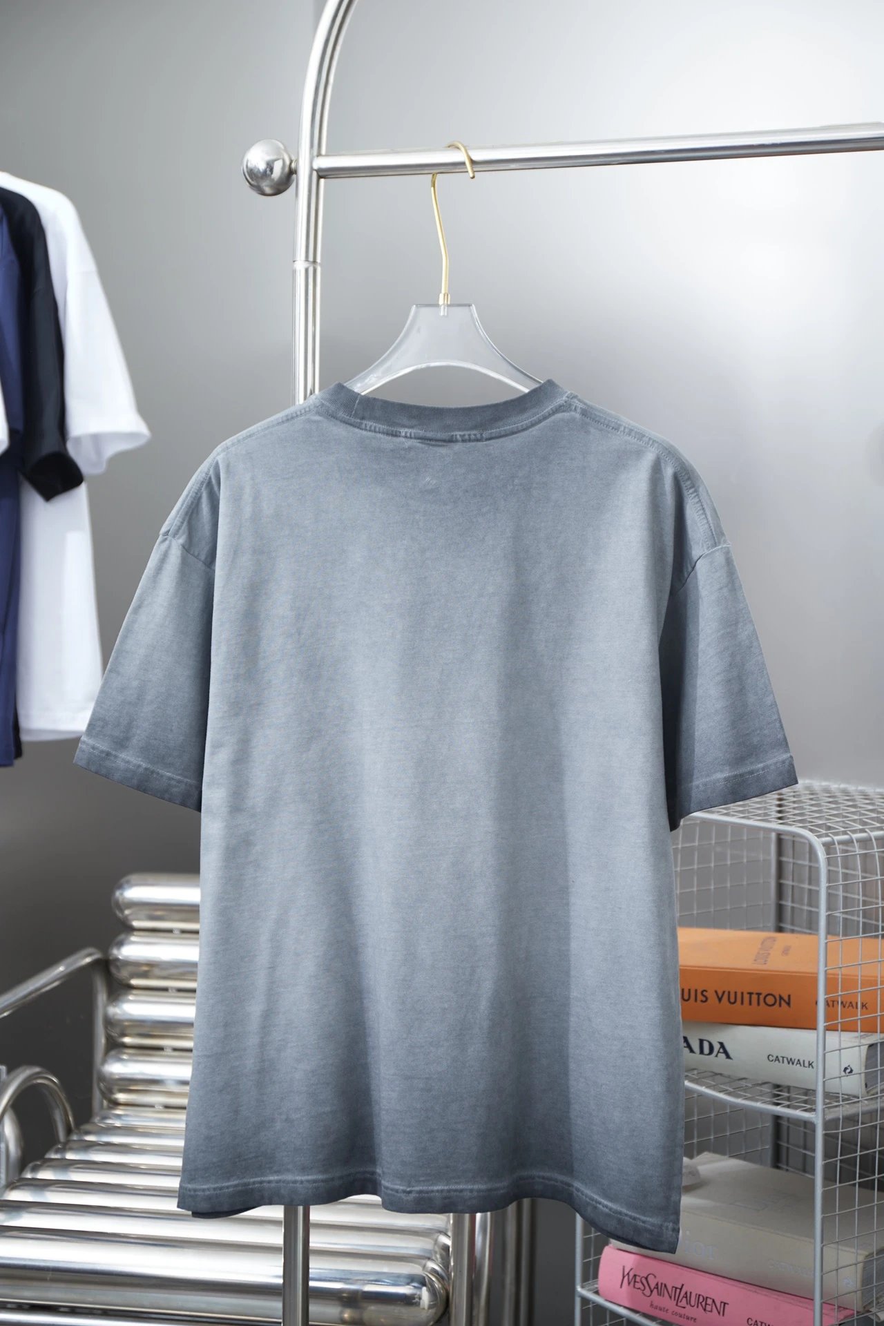Alexander Wang Gradient Gray Logo Unisex Cotton T-Shirt