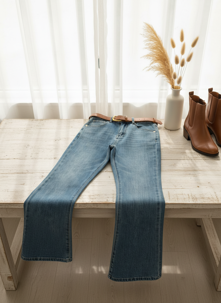 CELINE Light Wash Straight Leg Denim Pants