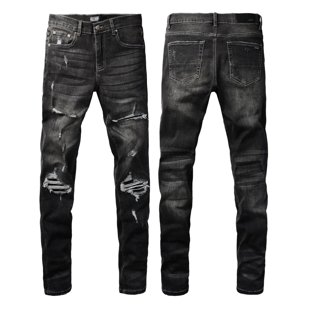 AMIRI Men Slim Fit Distressed Black Denim Jeans