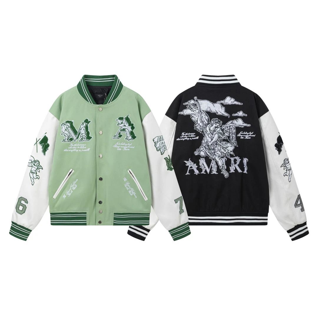 AMIRI Varsity Jacket Embroidered Angel Retro Streetwear