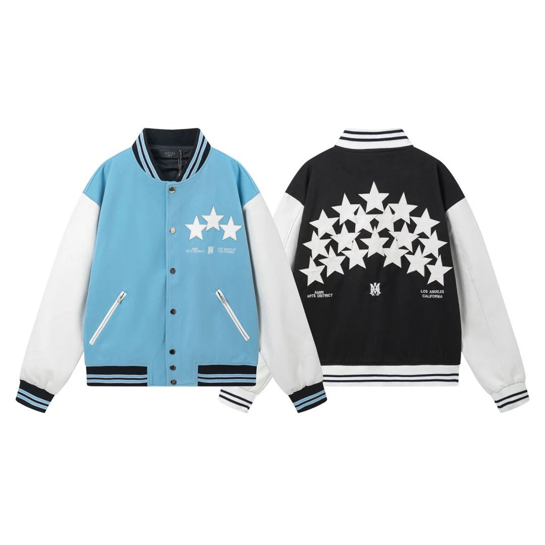 AMIRI Star Varsity Jacket Blue Black White